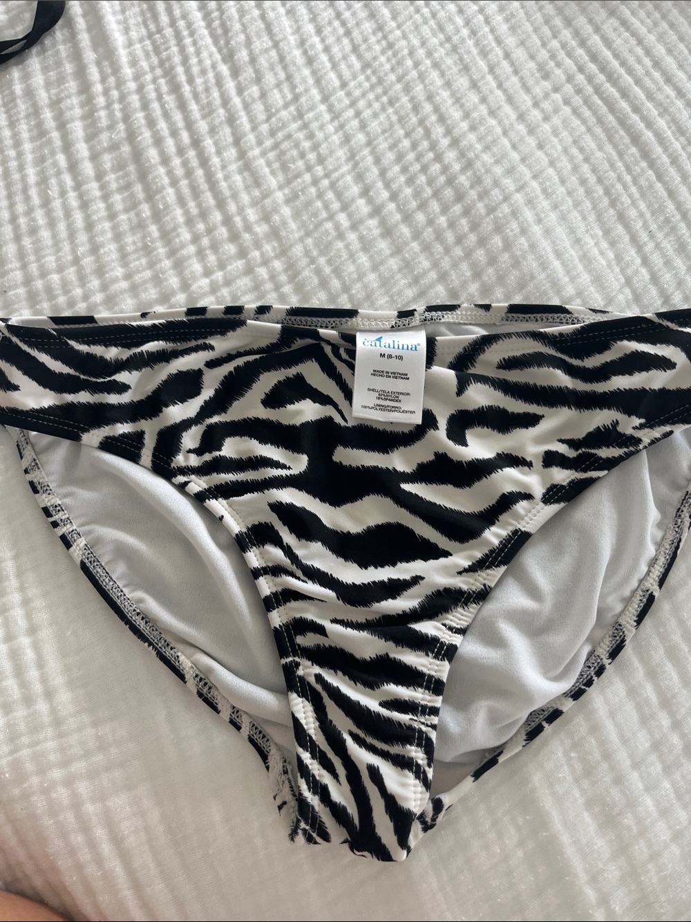 Catalina Black and White Zebra-Print Bikini Bottoms